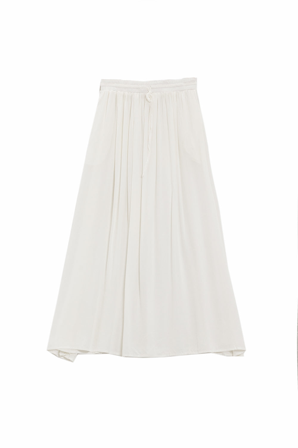 Maxi Skirt in White Fluid Fabric With Elastic Waist