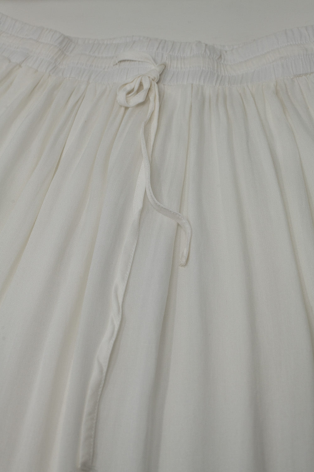 Maxi Skirt in White Fluid Fabric With Elastic Waist