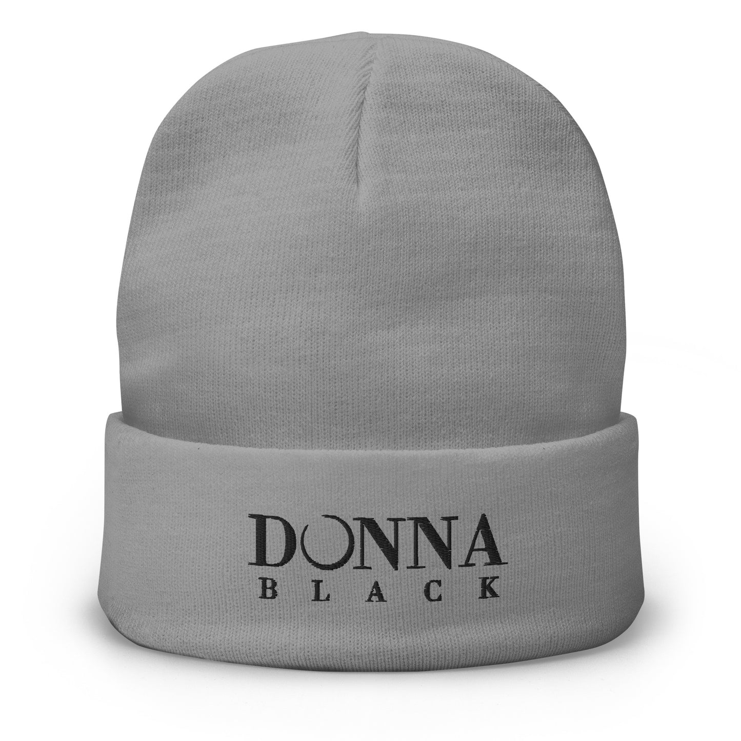 Donna Black Embroidered Beanie