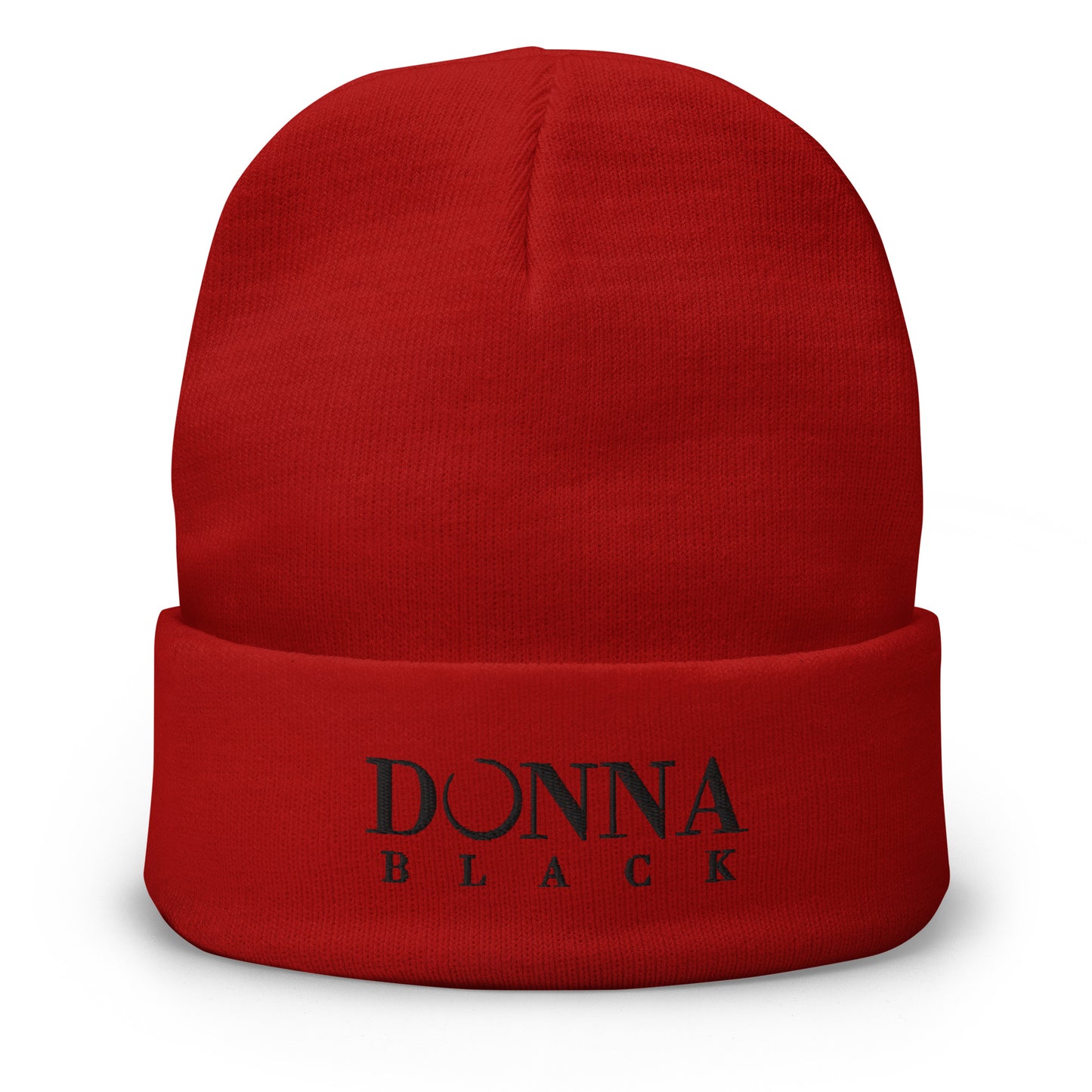 Donna Black Embroidered Beanie