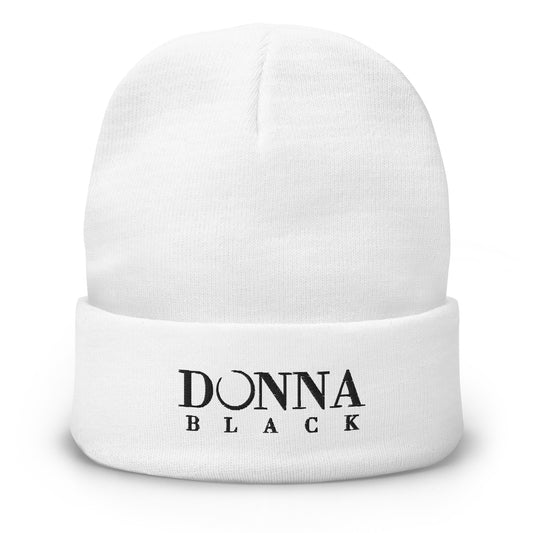 Donna Black Embroidered Beanie