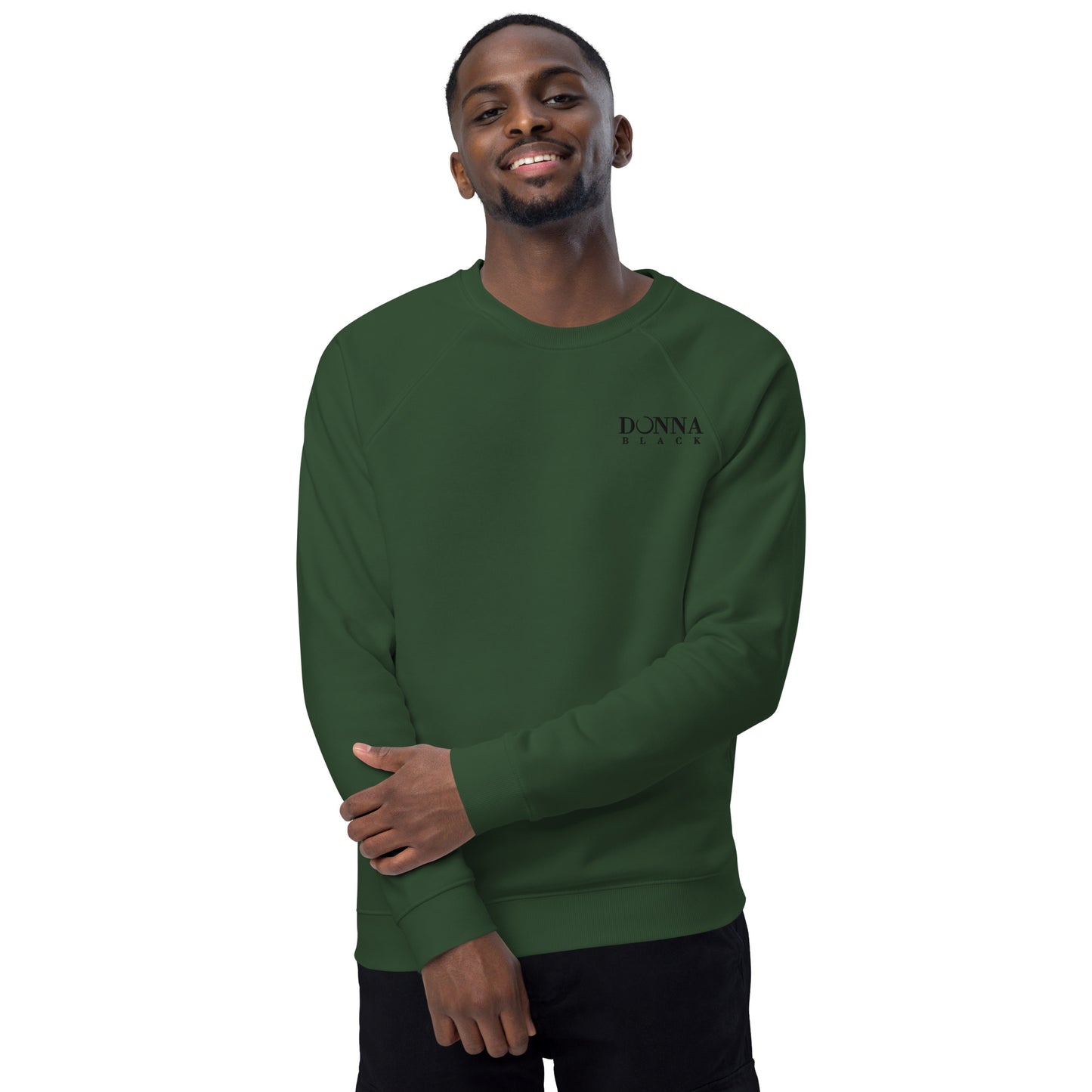 Donna Black Unisex Organic Raglan Sweatshirt