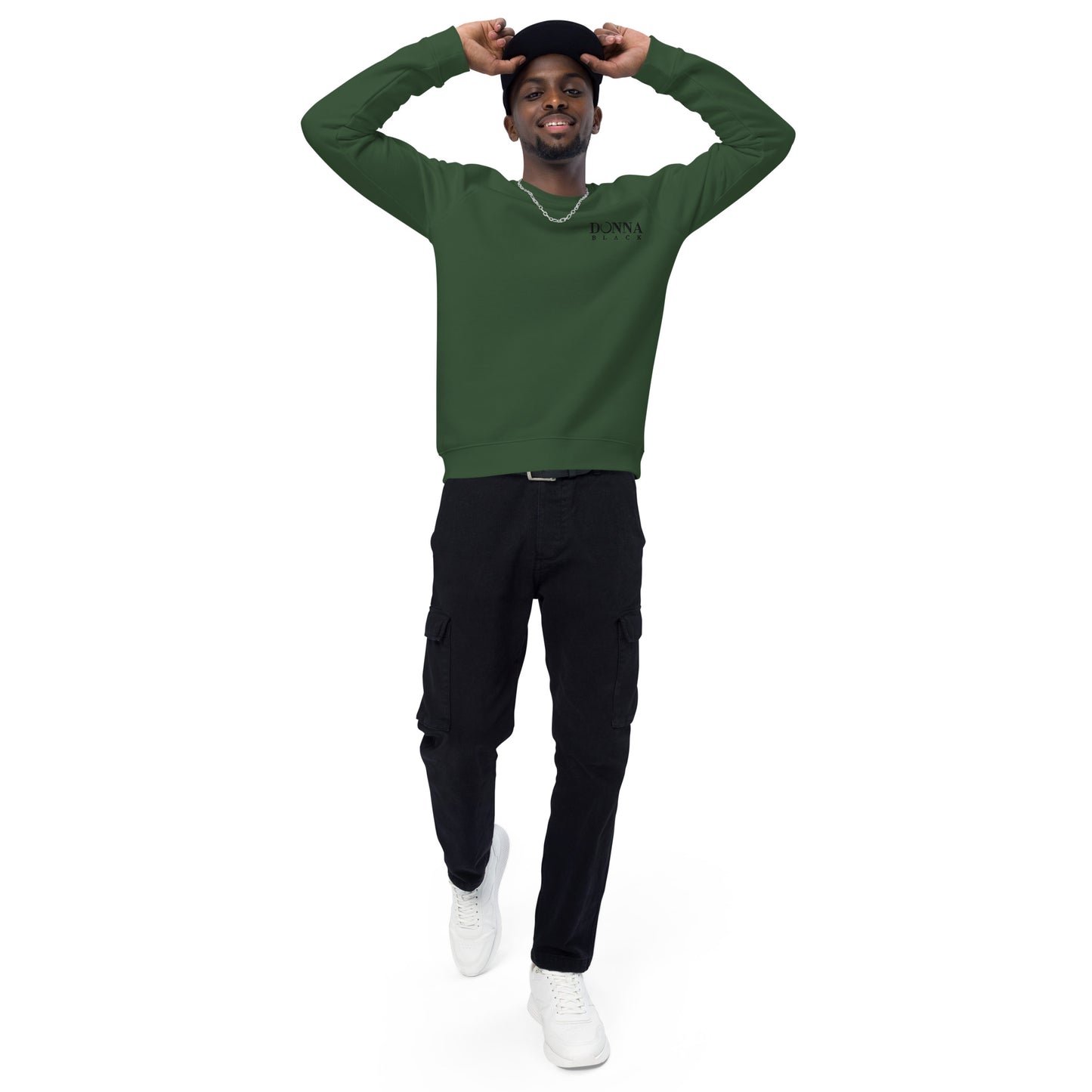 Donna Black Unisex Organic Raglan Sweatshirt