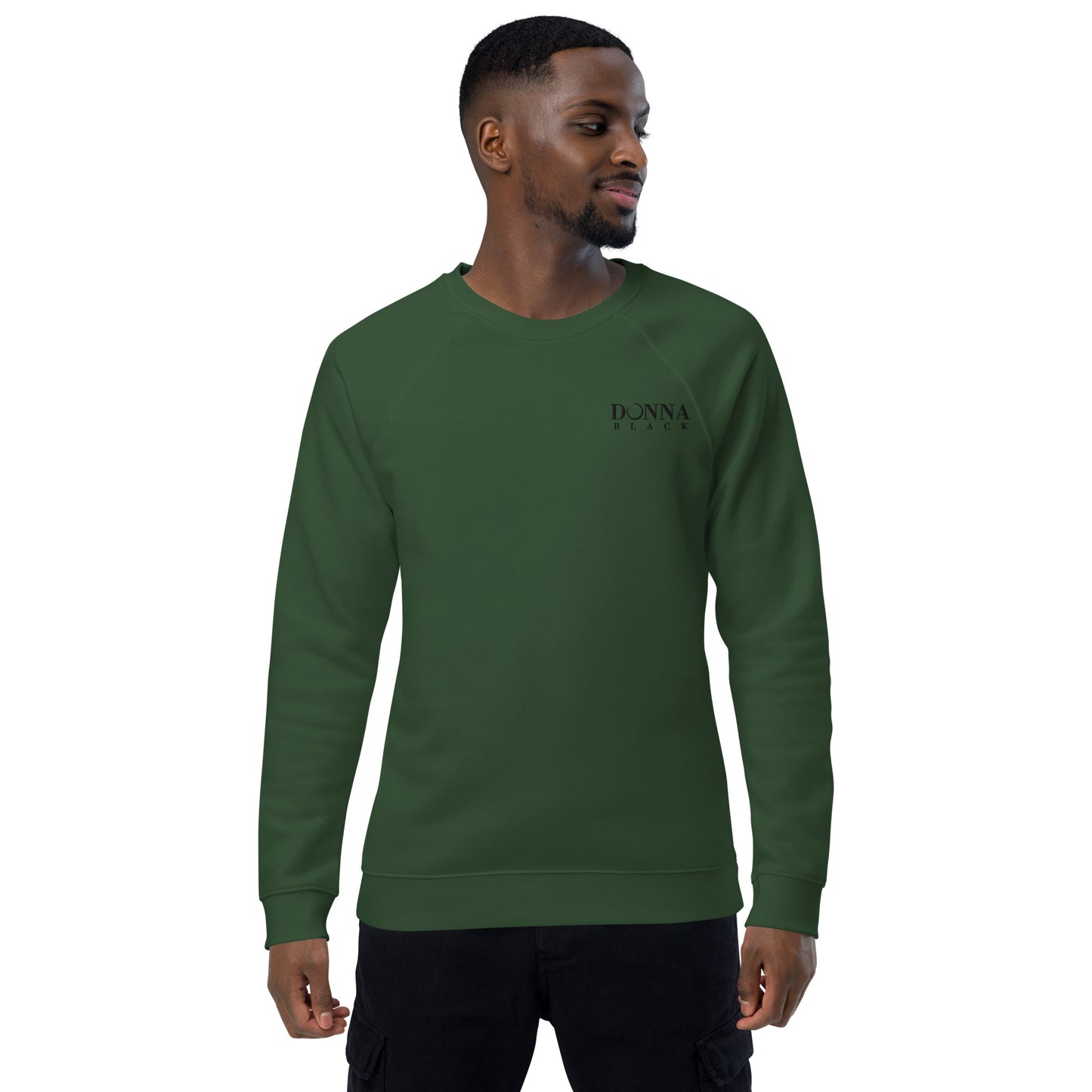 Donna Black Unisex Organic Raglan Sweatshirt