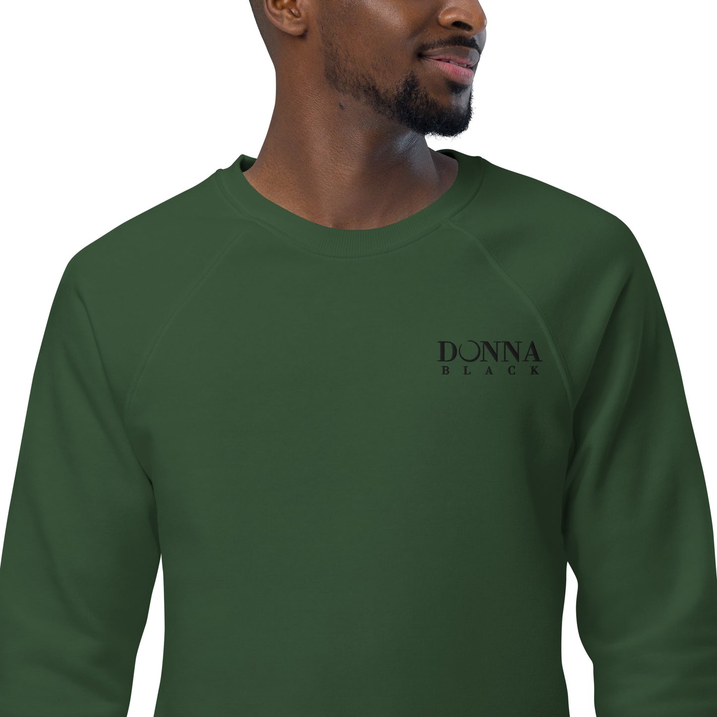 Donna Black Unisex Organic Raglan Sweatshirt
