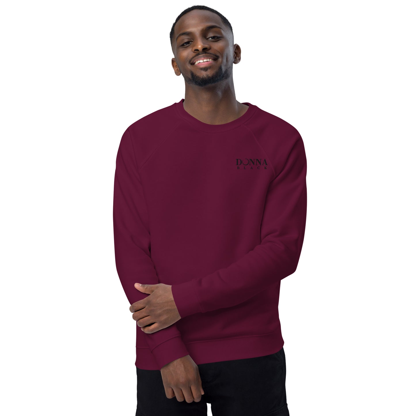 Donna Black Unisex Organic Raglan Sweatshirt