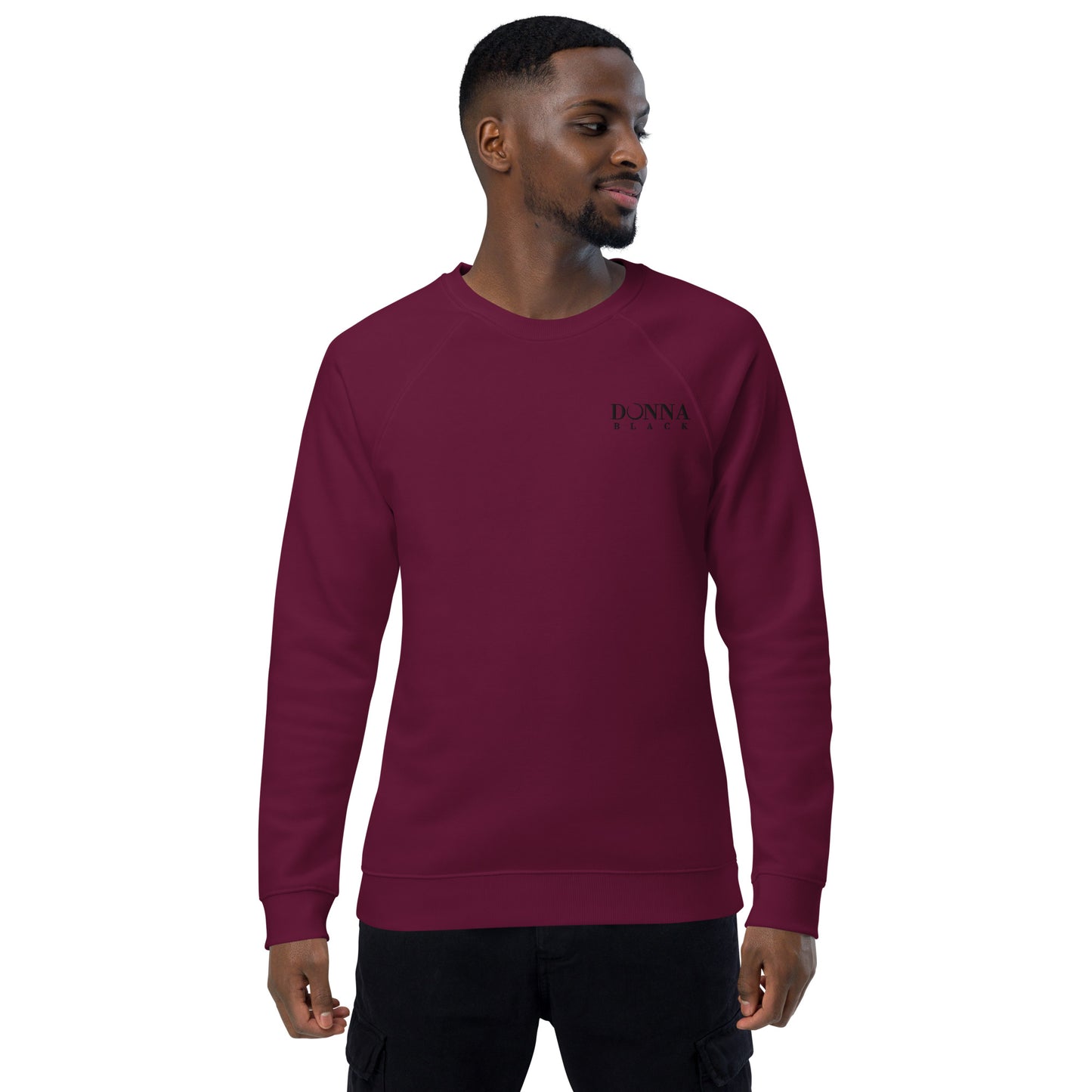 Donna Black Unisex Organic Raglan Sweatshirt