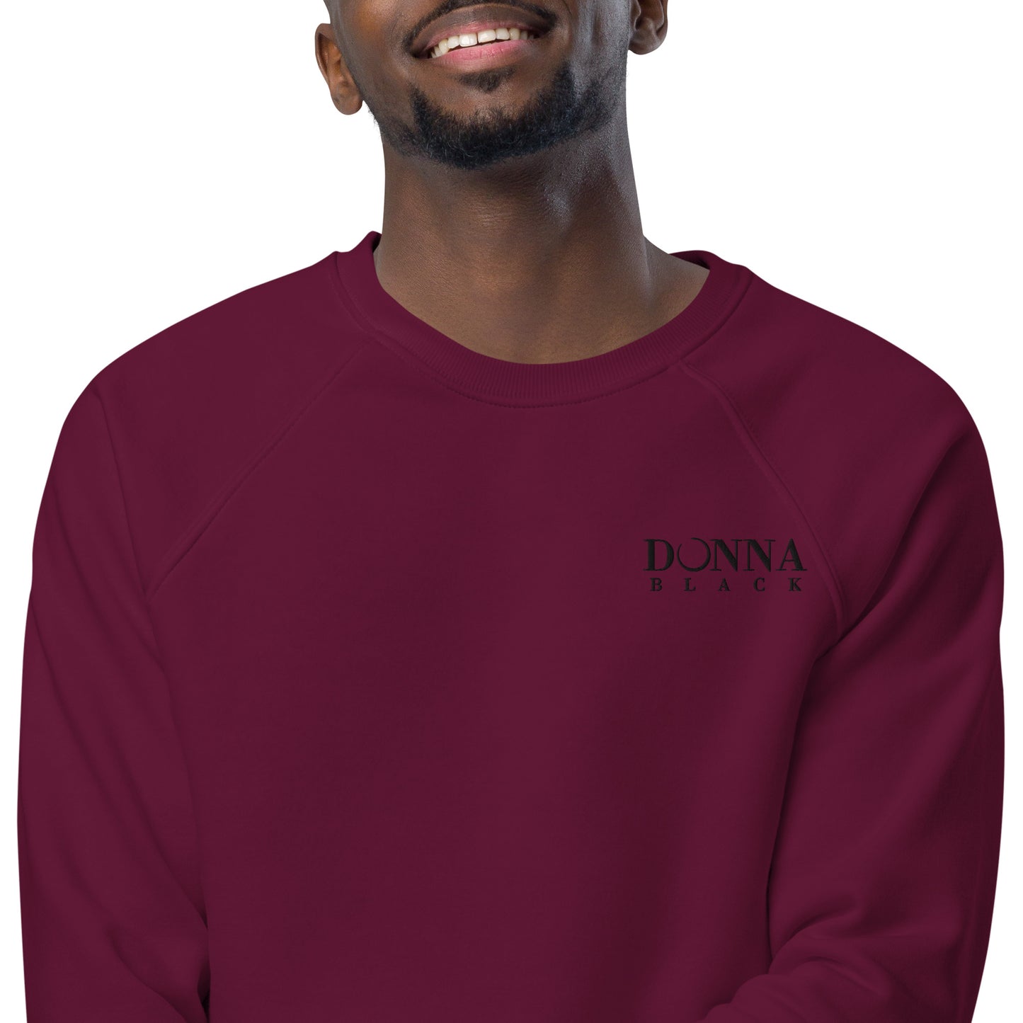 Donna Black Unisex Organic Raglan Sweatshirt