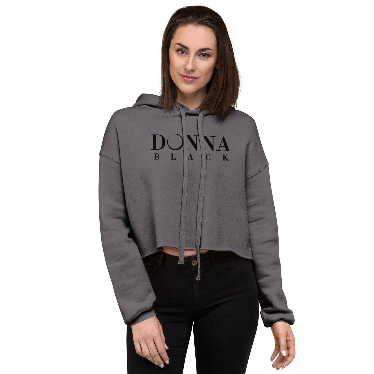 Donna Black Crop Hoodie