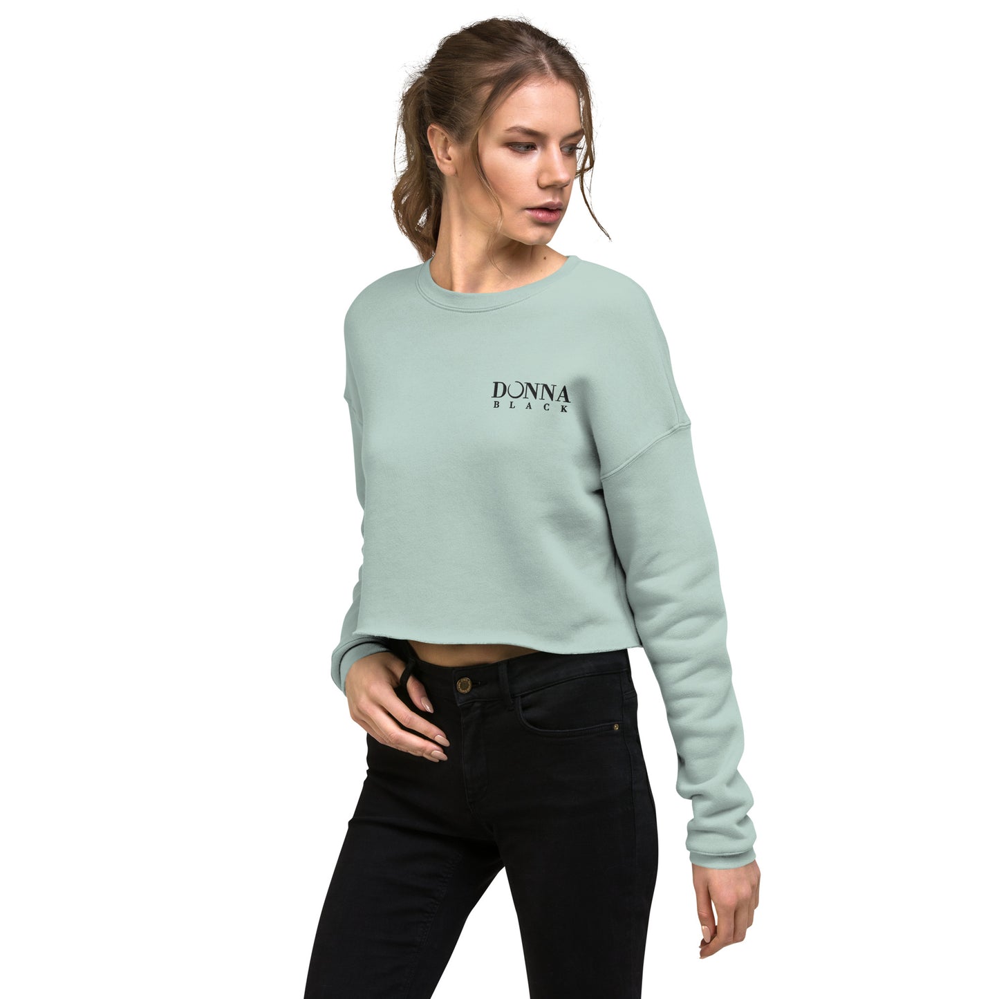 Donna Black Crop Sweatshirt