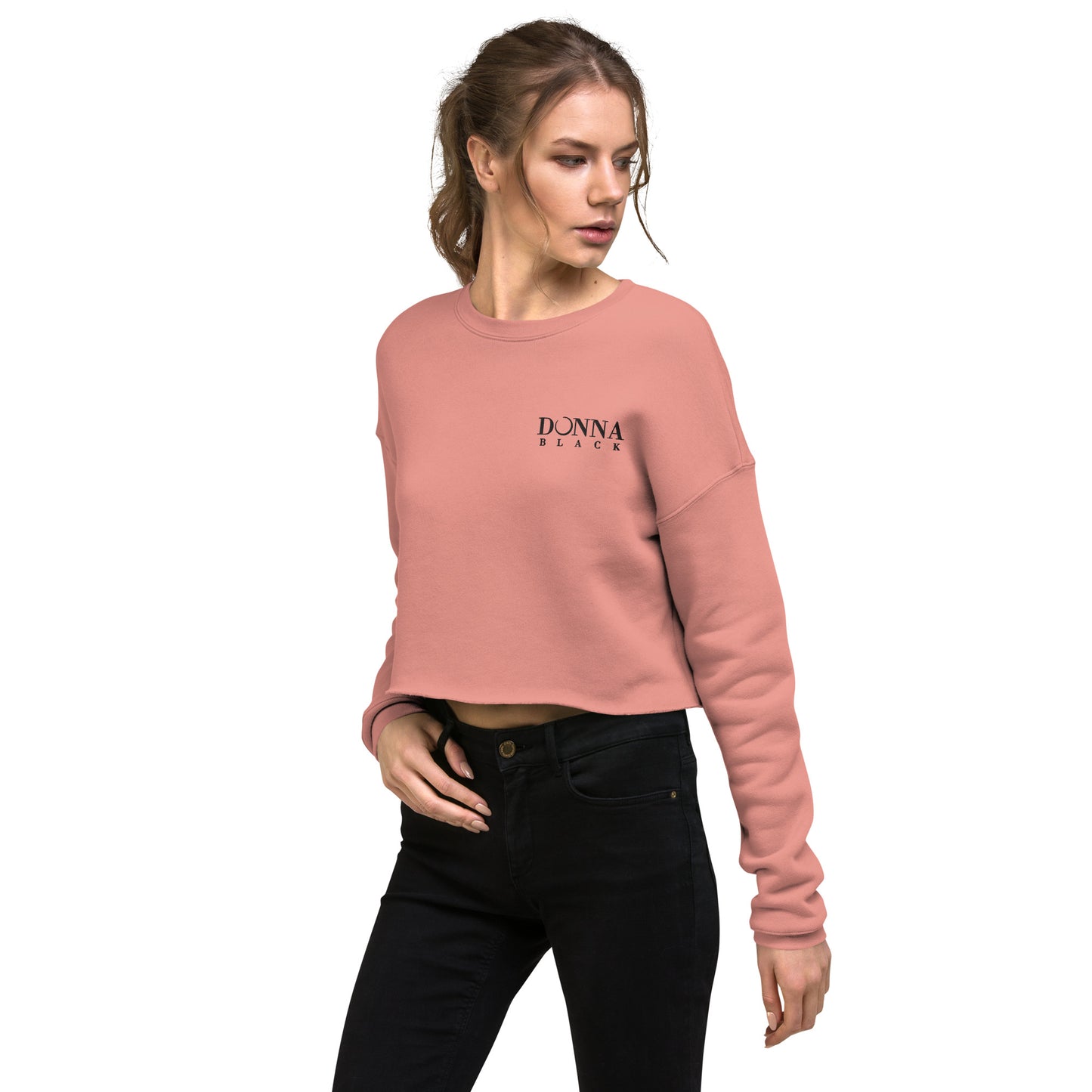 Donna Black Crop Sweatshirt