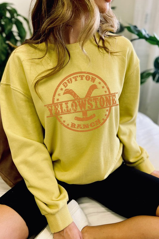 Yellow Stone Graphic Print Sweatshirts