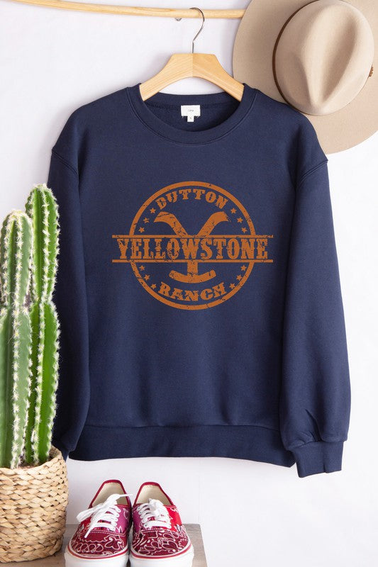 Yellow Stone Graphic Print Sweatshirts