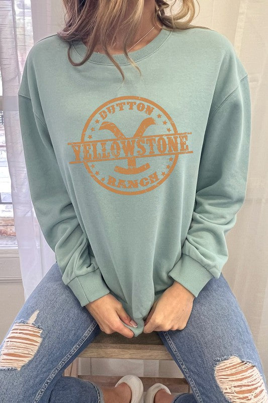 Yellow Stone Graphic Print Sweatshirts