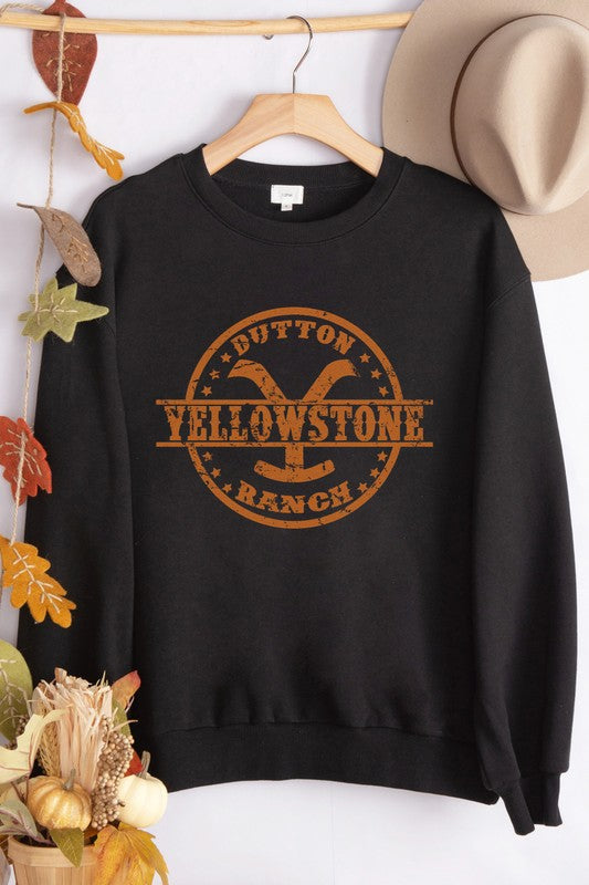 Yellow Stone Graphic Print Sweatshirts