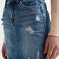 Distressed Hem Denim Mini Skirt