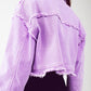 Cropped Denim Trucker Jacket in Purple