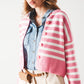 Lightweight Stripe Cardigan in Pink