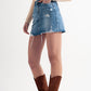 Distressed Hem Denim Mini Skirt