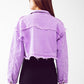 Cropped Denim Trucker Jacket in Purple