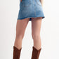 Distressed Hem Denim Mini Skirt