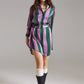 Short Shirt Dress in Lilac and Green Stripe
