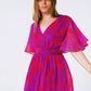 Short Sleeve V-Neck Chiffon Mini Dress in Floral Print