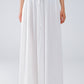 Maxi Skirt in White Fluid Fabric With Elastic Waist