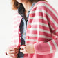 Lightweight Stripe Cardigan in Pink