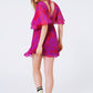 Short Sleeve V-Neck Chiffon Mini Dress in Floral Print
