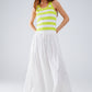 Maxi Skirt in White Fluid Fabric With Elastic Waist