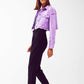 Cropped Denim Trucker Jacket in Purple