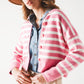 Lightweight Stripe Cardigan in Pink