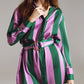 Short Shirt Dress in Lilac and Green Stripe