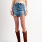 Distressed Hem Denim Mini Skirt