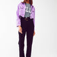 Cropped Denim Trucker Jacket in Purple