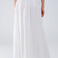 Maxi Skirt in White Fluid Fabric With Elastic Waist