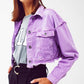 Cropped Denim Trucker Jacket in Purple
