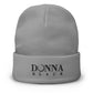 Donna Black Embroidered Beanie